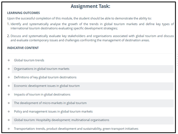 hospitality assignment sample online