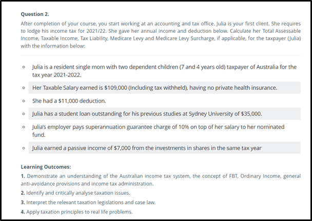 Assessable Income Sample