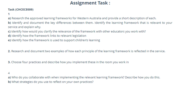 CHCECE009 Assessment Answers