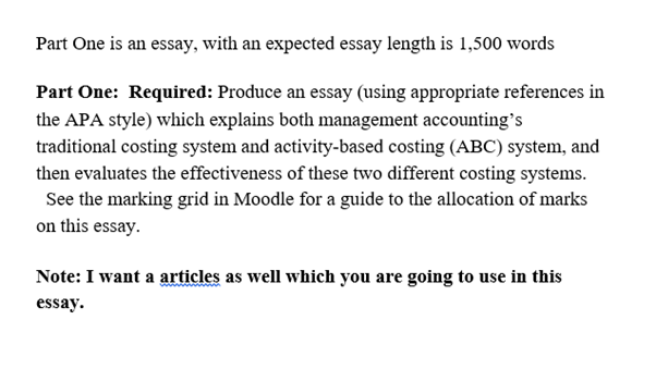 activity based costing homework question