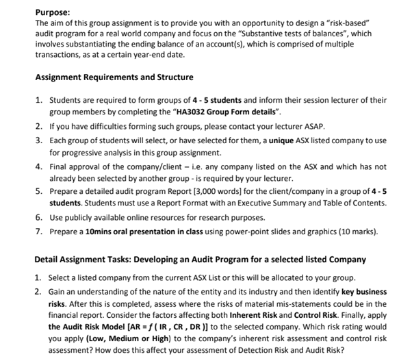 audit test homework sample