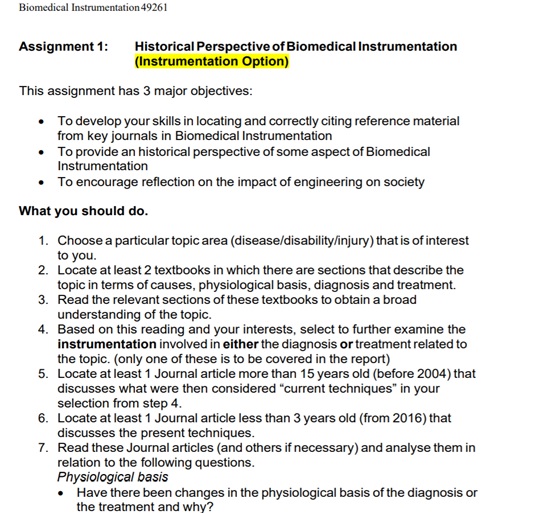 biomedical engineering assignment question