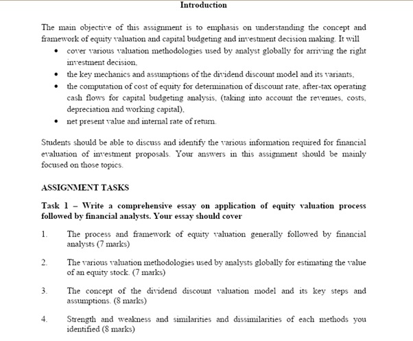 capital budgeting assignment question sample online