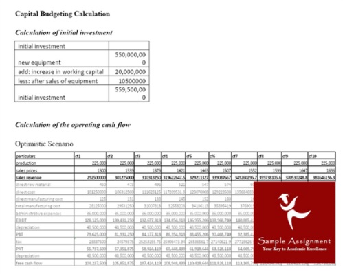 capital budgeting assignment sample online