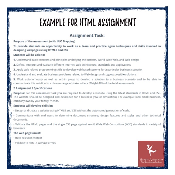 html assignment examples