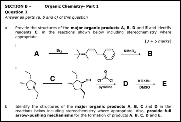 organic chemistry assignment questions