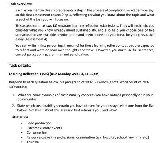 reflective journal assessment