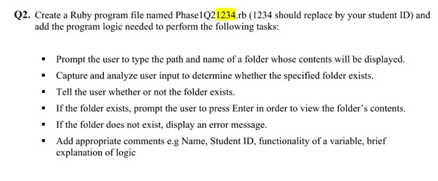 ruby assignment question sample