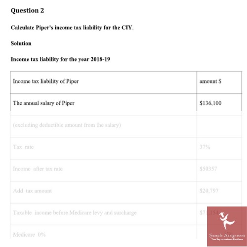 taxation law assignment question sample