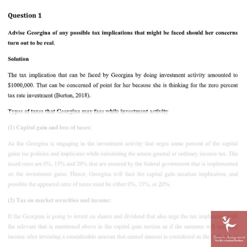 taxation law assignment question