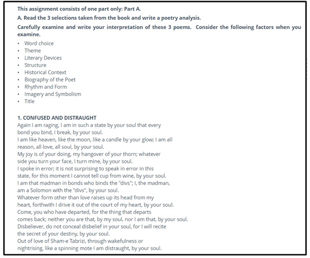 english literature homework question