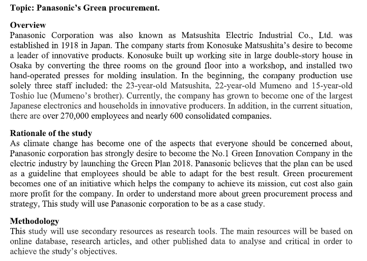 Global Procurement assignment question