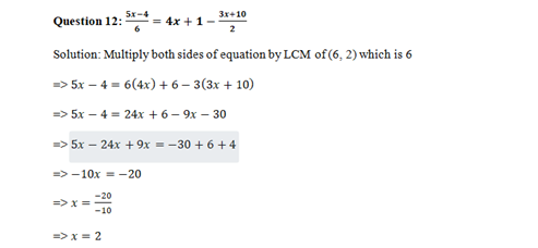 algebra sample