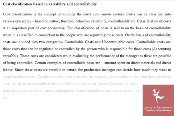 assignment on variance accounting