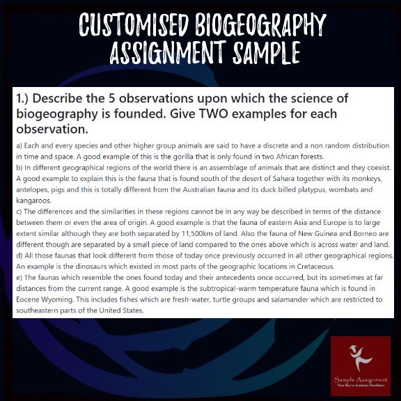 biogeography assignment sample online