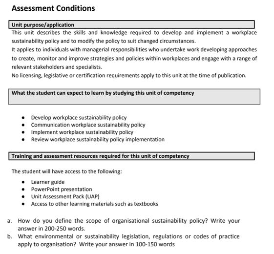 bsbsus501 assessment help