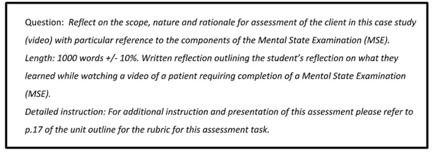 clinical instruction assignment question sample