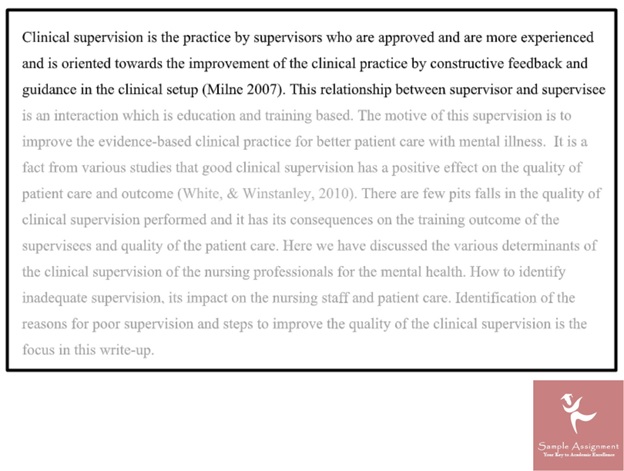 clinical supervision assignment sample