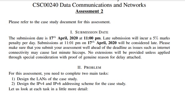 data and networking assignment sample