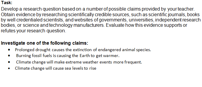 earth science assignment task sample