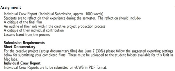 film analysis assignment question