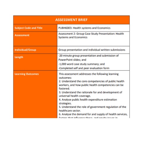 health system and economics assignment help