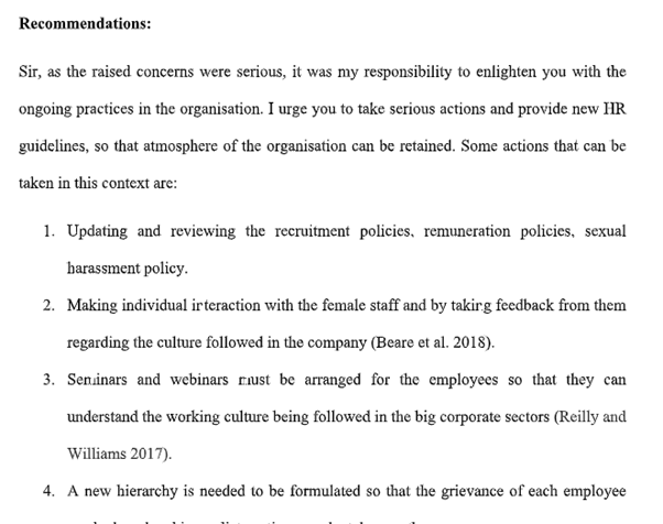 human resource assignment task sample