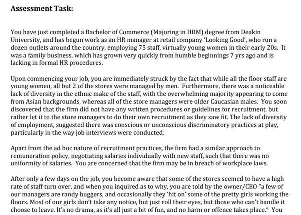 human resource assignment task sample