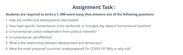 humanitarian action assessment task