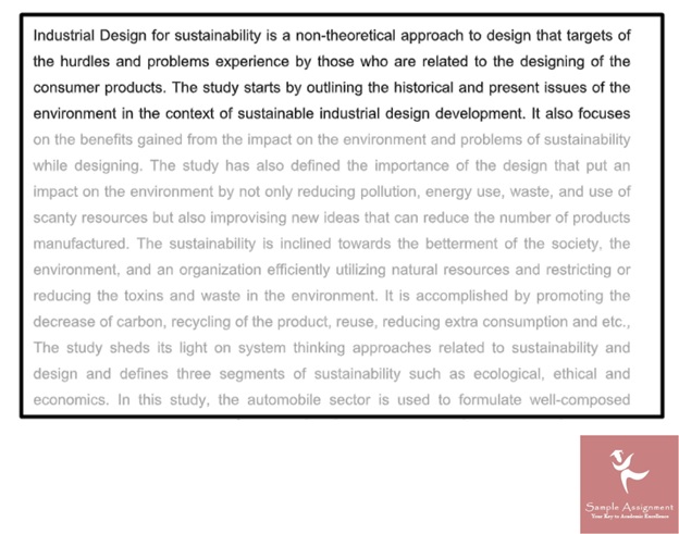 industrial design assignment sample