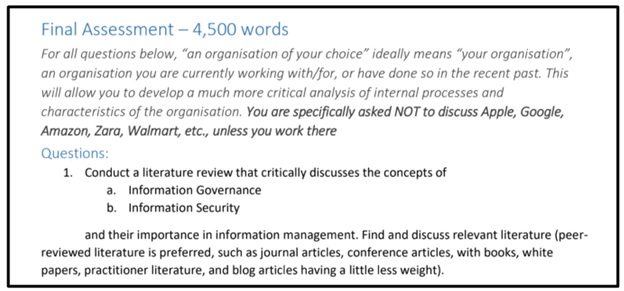 information management assignment question