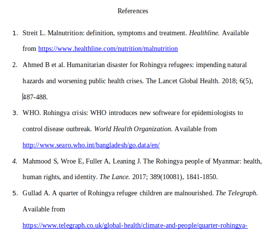 literature review assignment reference sample