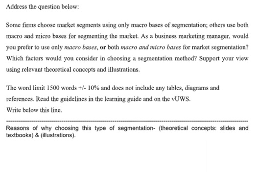 market segmentation assignment