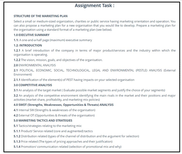 marketing mix assignment question