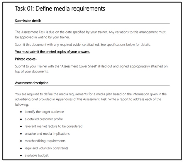 media assignment sample