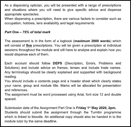 ophthalmic assignment