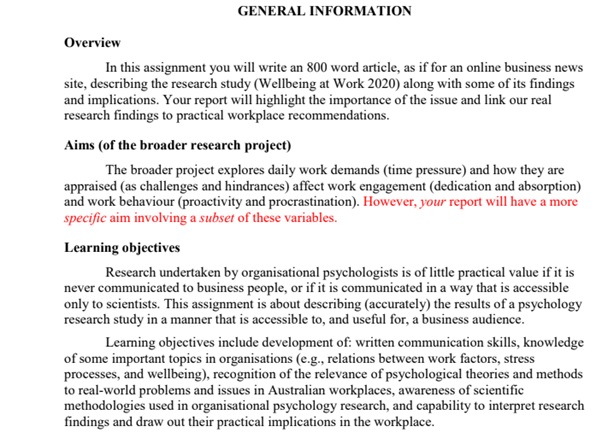 organisational psychology assignment help