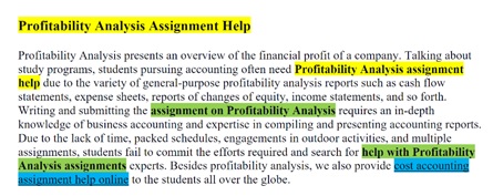 Profitability Analysis Assignment Help Online