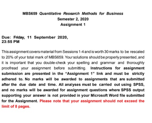 Quantitative Business Analysis Assignment