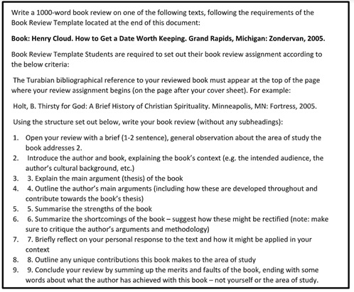 religious education assignment question sample