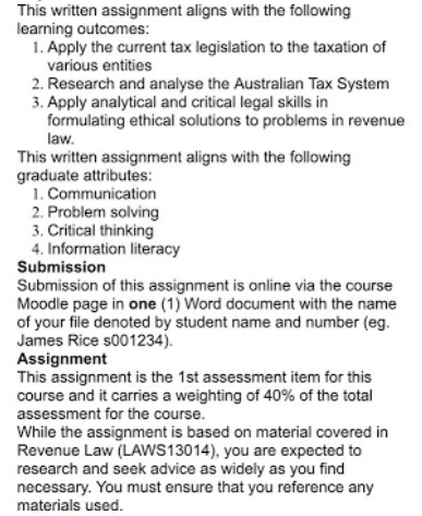 Revenue Law Assignment Help