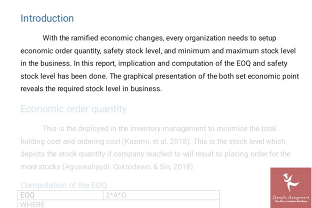 safety stock assignment sample