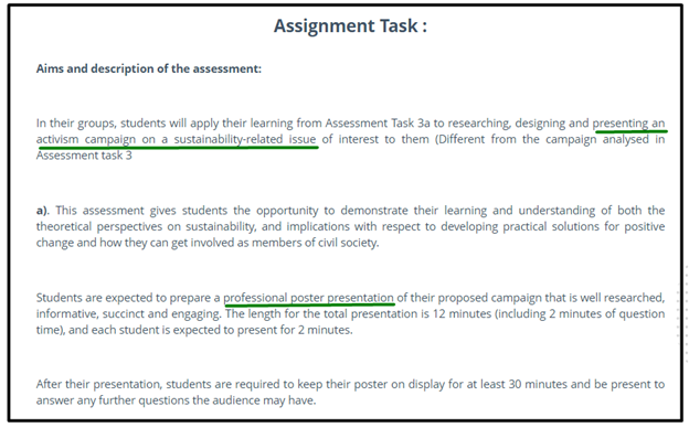 sustainability assignment task online