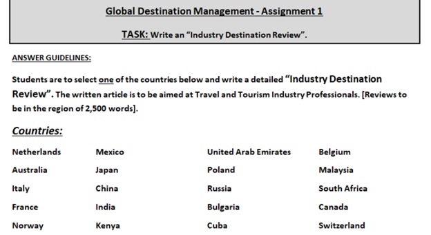 tourism project management assignment