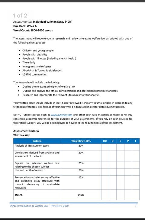 welfare law assignment help online