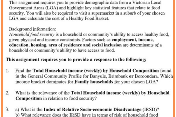 community nutrition assignment help