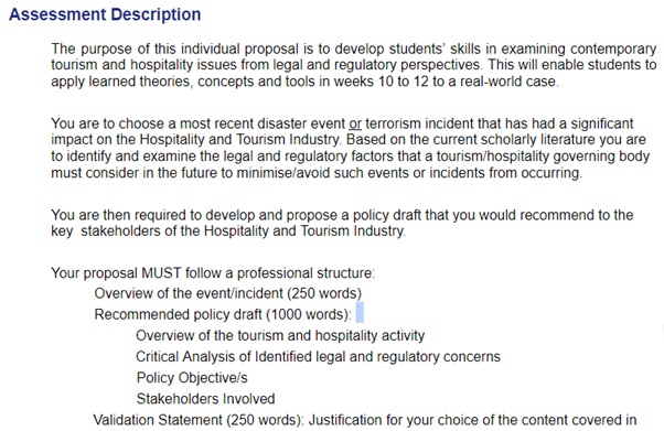 hospitality operation management assignment question