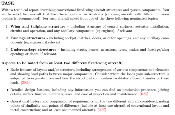 aeronautical engineering assignment question