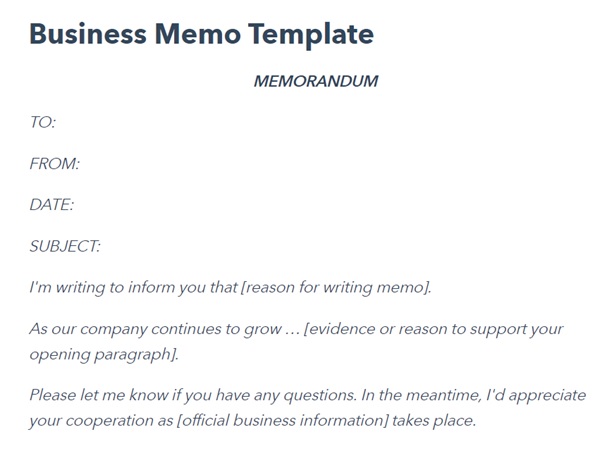 business memo template