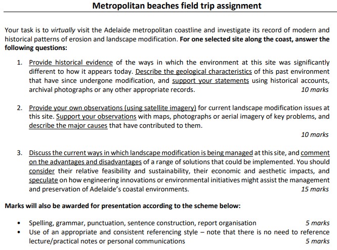 coastal environments assignment help